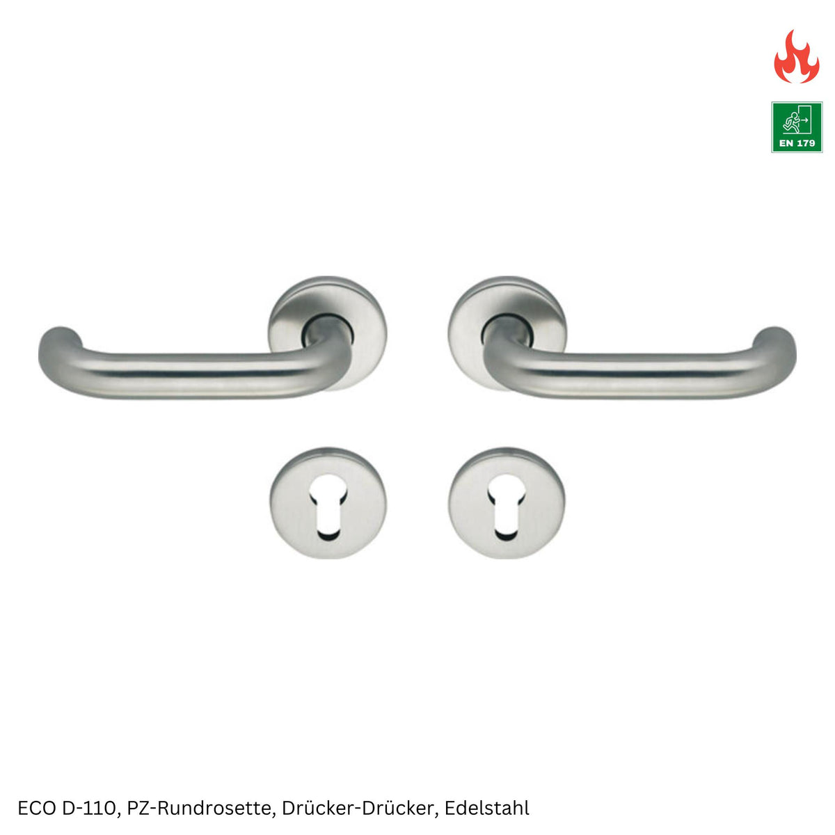 ECO Drücker - Drücker D110 PZ rund Edelstahl Drückergarnitur Beschlag