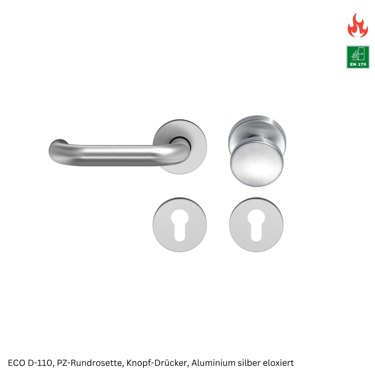 Wechselgarnitur ECO D-110 inkl. PZ-Rosette rund, Knopf - Drücker (Nachbestellung Brandschutztüren)