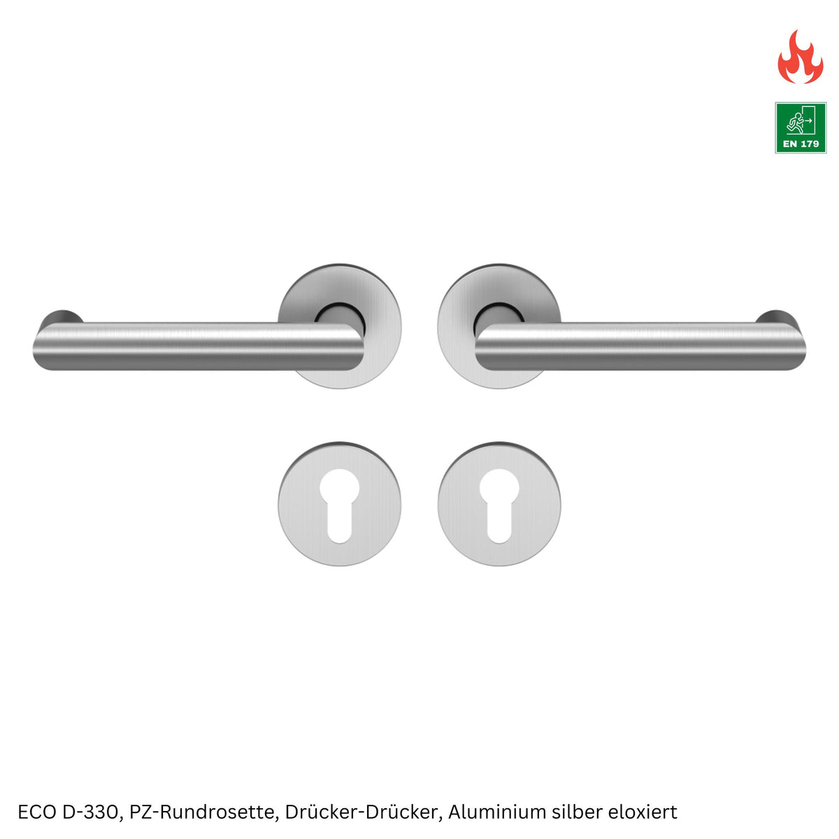 Drückergarnitur ECO D-330 inkl. PZ-Rosette rund, Drücker - Drücker (Nachbestellung Brandschutztüren)
