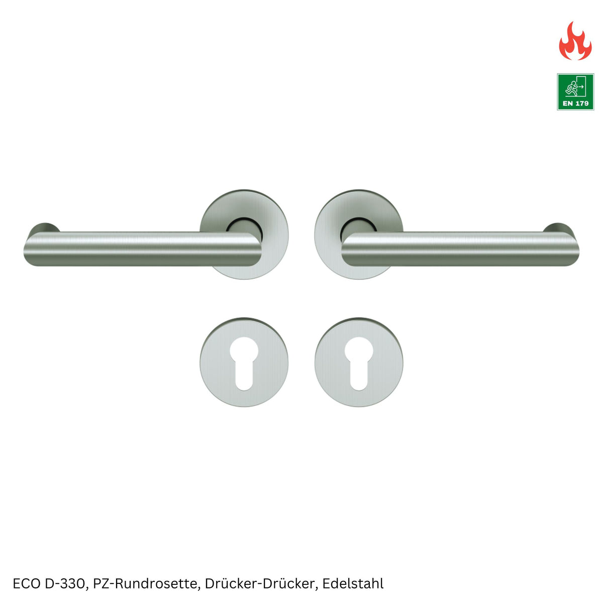 Drückergarnitur ECO D-330 inkl. PZ-Rosette rund, Drücker - Drücker (Nachbestellung Brandschutztüren)