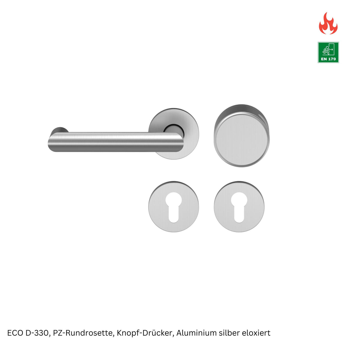Wechselgarnitur ECO D-330 inkl. PZ-Rosette rund, Knopf - Drücker (Nachbestellung Brandschutztüren)