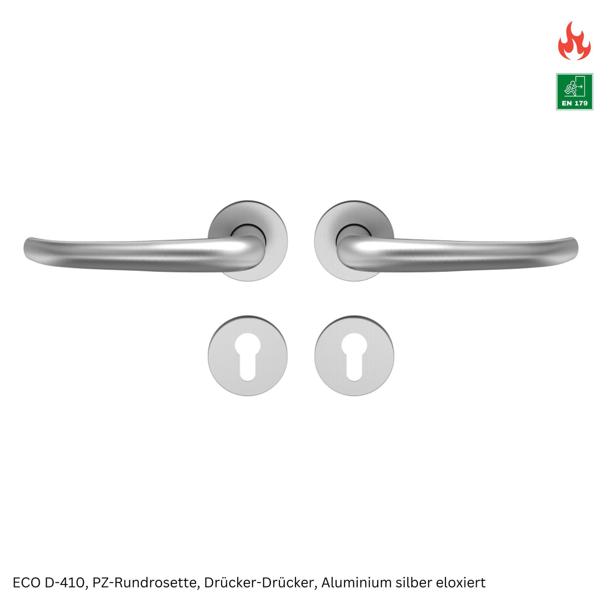 Drückergarnitur ECO D-410 inkl. PZ-Rosette rund, Drücker - Drücker (Nachbestellung Brandschutztüren)