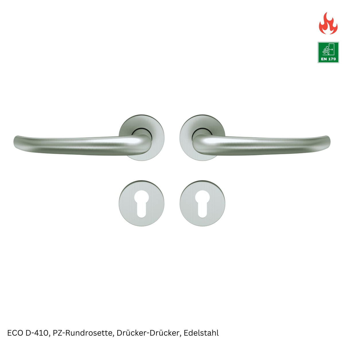Drückergarnitur ECO D-410 inkl. PZ-Rosette rund, Drücker - Drücker (Nachbestellung Brandschutztüren)