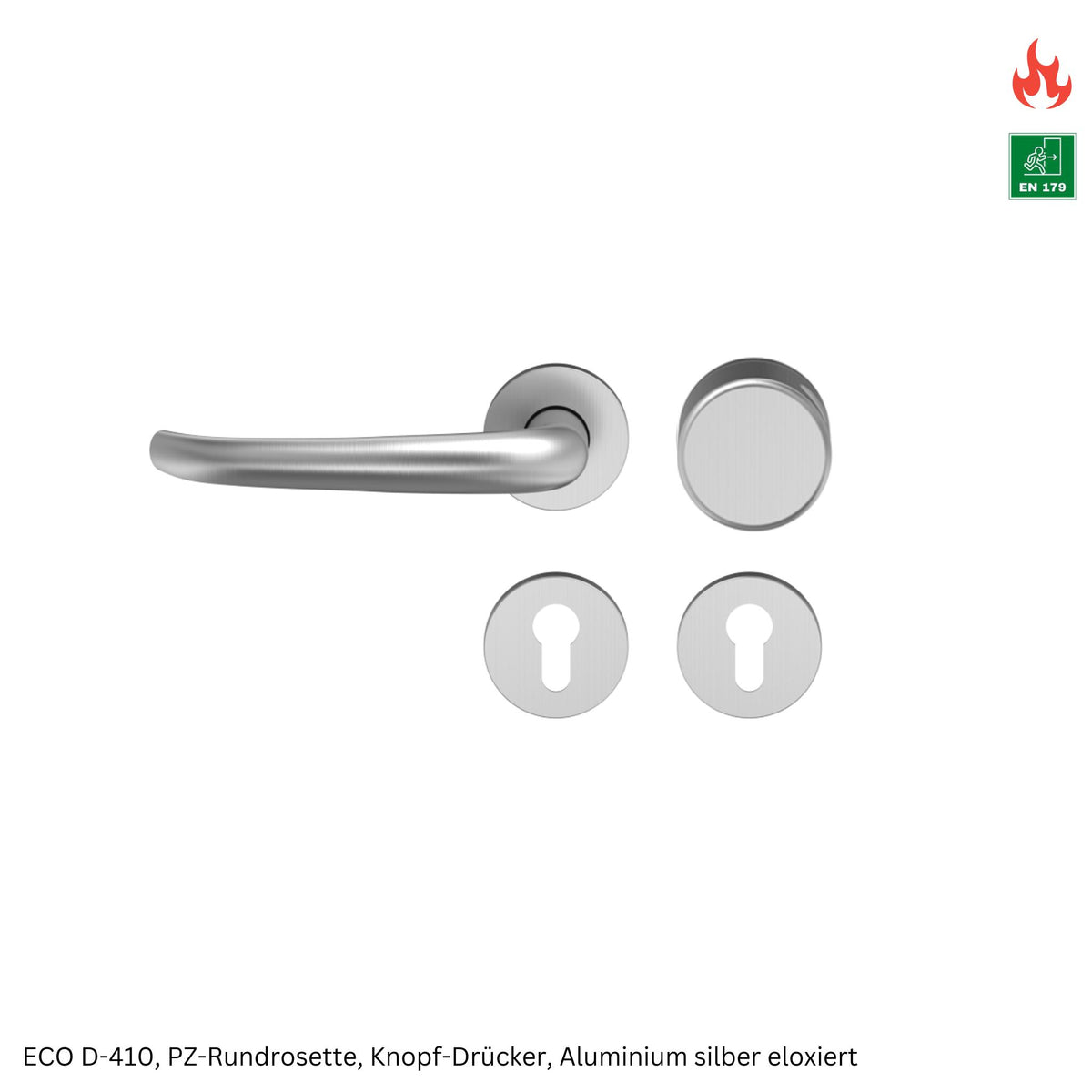 Wechselgarnitur ECO D-410 inkl. PZ-Rosette rund, Knopf - Drücker (Nachbestellung Brandschutztüren)
