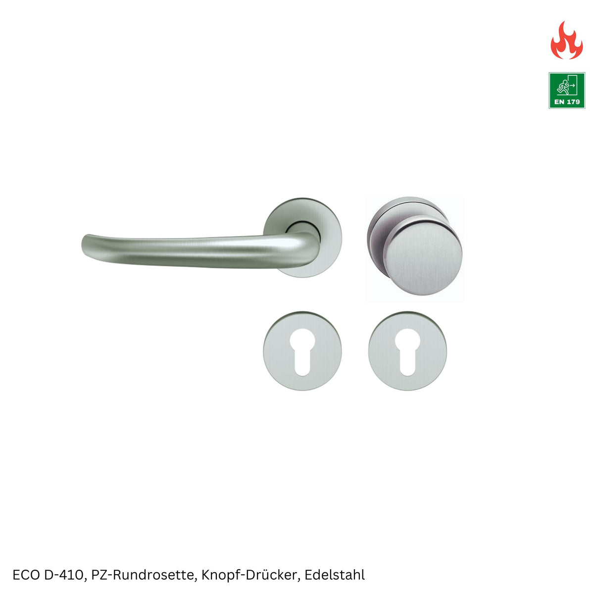Wechselgarnitur ECO D-410 inkl. PZ-Rosette rund, Knopf - Drücker (Nachbestellung Brandschutztüren)