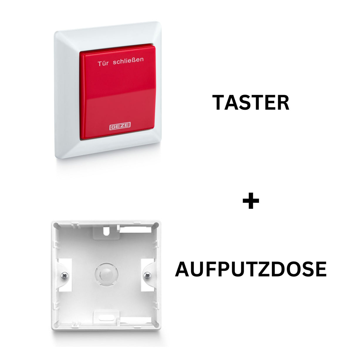 GEZE Taster AS 500 rot Auslösetaster Feststellanlagen und Aufputzdose AP