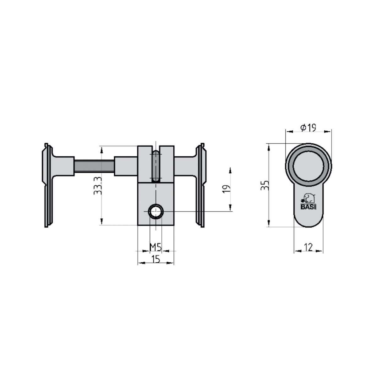 Blindzylinder Basi Maße Details