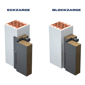 Vergleich Stahlzarge > Eckzarge zu Blockzarge für Feuerschutztür